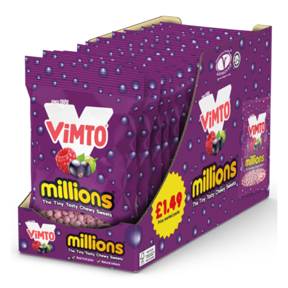 Millions Vimto Bag 100g £1.49 PMP - 12 x 100g Bags