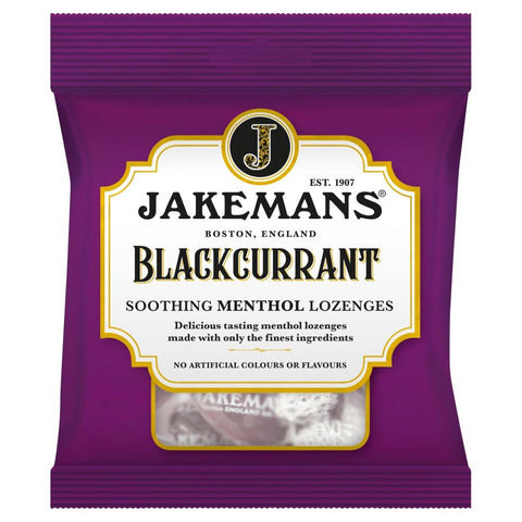 Jakemans Blackcurrant Soothing Menthol Lozenges 73g - 12 x 73g Bags