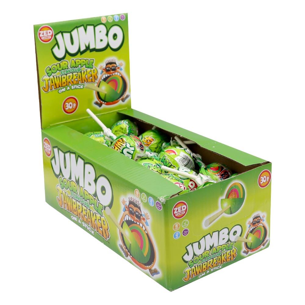 Zed Candy Zed Sour Apple Jumbo Jawbreaker Pop 33g 30p PMP - 40 x 33g Lollipops