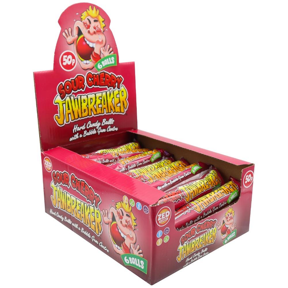 Zed Candy Sour Cherry Jawbreaker 6 Ball Pack 49.5g 50p PMP - 24 x 49.5g Packs