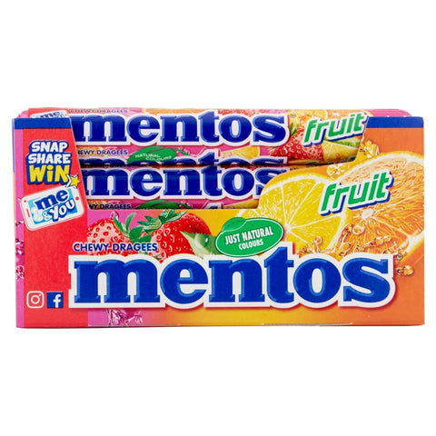 Mentos Fruit Chewy Dragees 38g - 40 x 38g Rolls