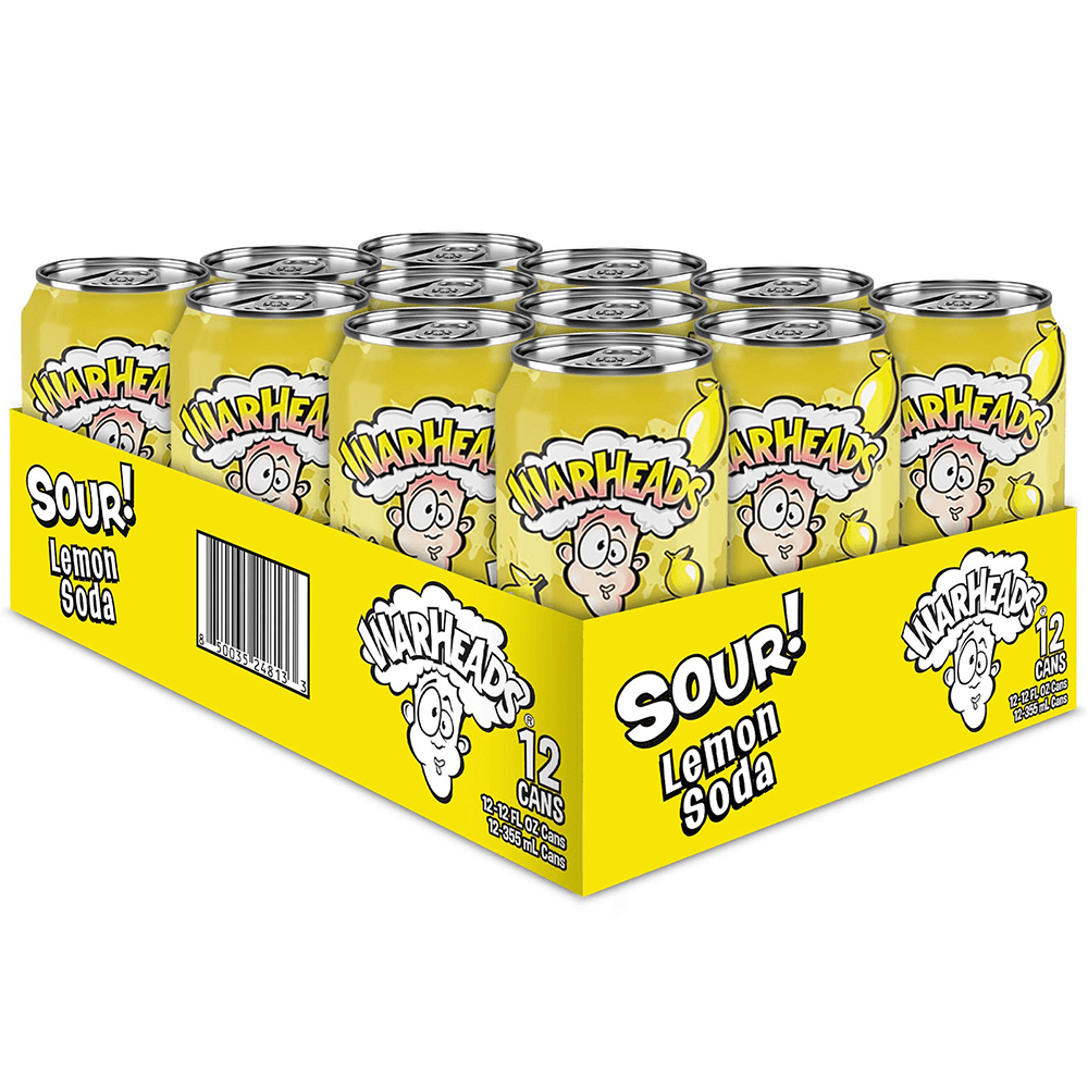 Warheads Sour Lemon Soda Cans 355ml - 12 x 355ml Cans