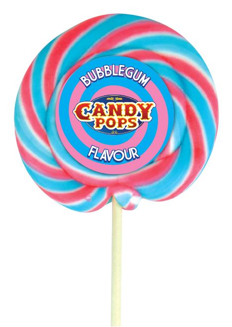 Candy Pops Traditional Bubblegum Wheel Lollipops 75g - 30 x 75g Lollipops