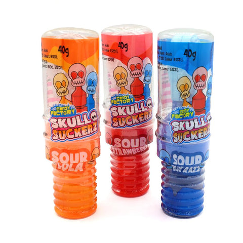 Crazy Candy Factory Skull Suckers 40g - 12 x 40g Packs