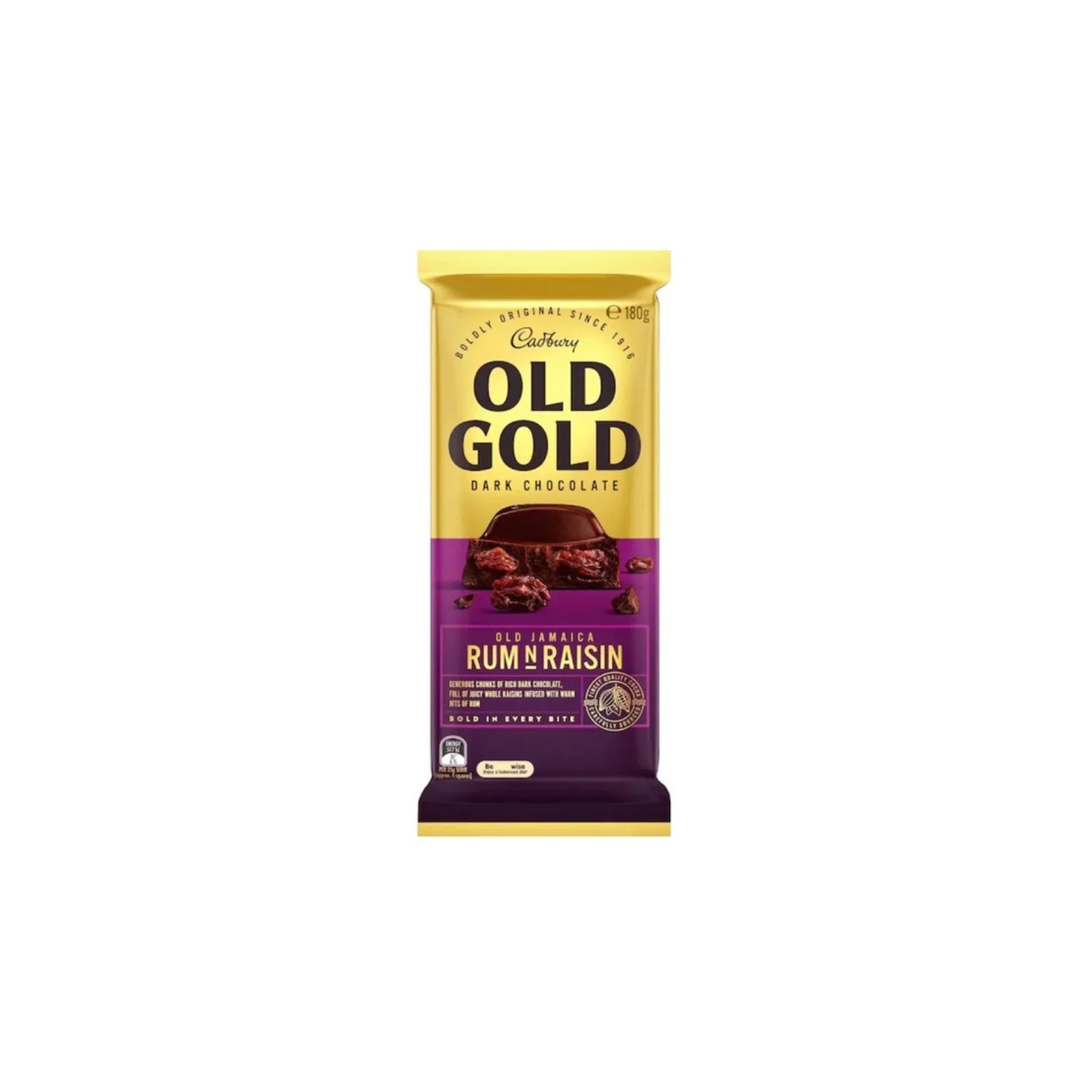 Cadbury's Old Gold Rum and Raisin Dark Chocolate AUS 180g - Pack of 15