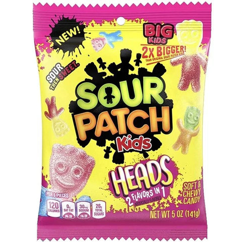 Sour Patch Kids Big Heads Peg Bag 141g - Pack of 12